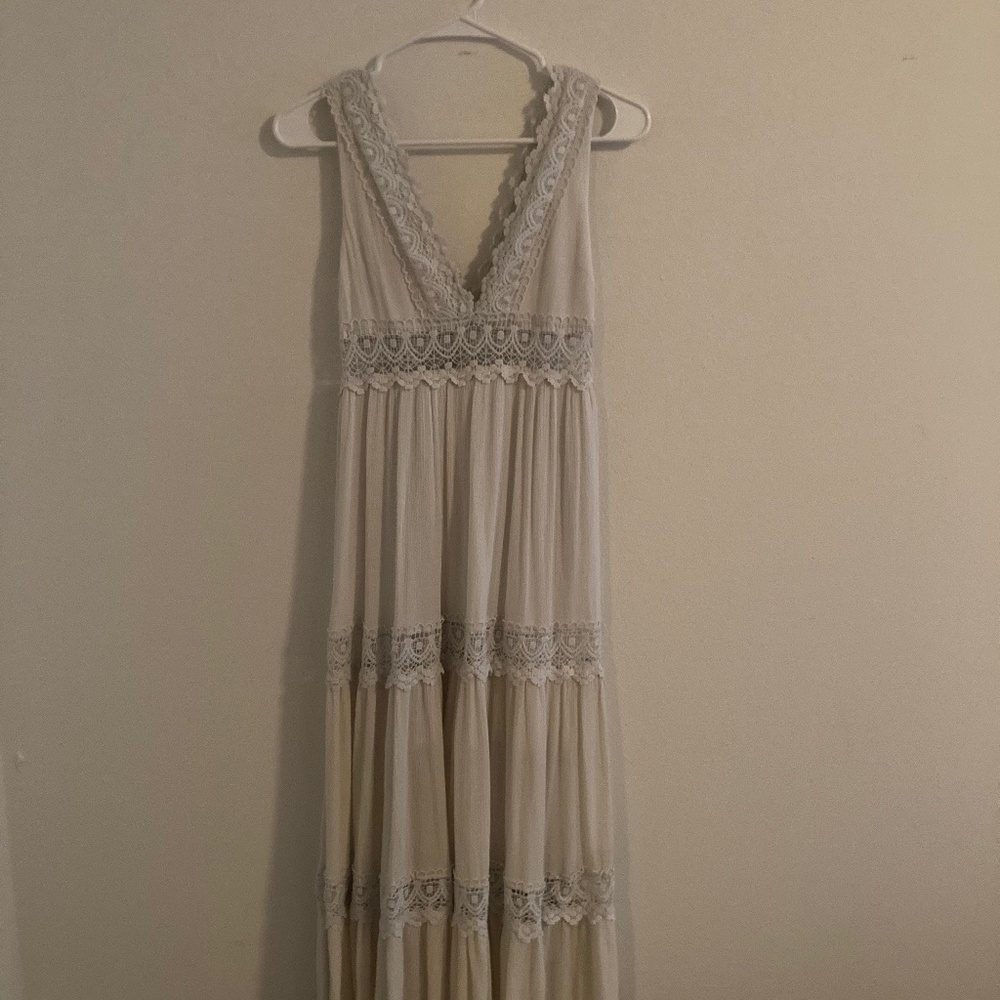 Adorable white lacy maxi dress